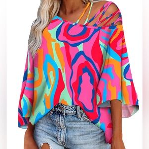 Resort Wear Tunic Beautiful Bright Colors! New! Fits like XL-1X